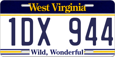 WV license plate 1DX944