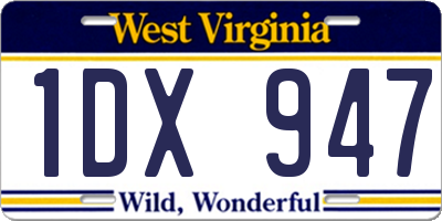 WV license plate 1DX947