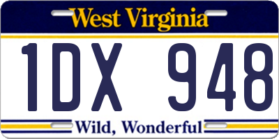 WV license plate 1DX948