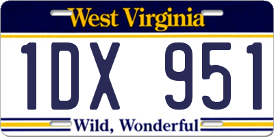 WV license plate 1DX951