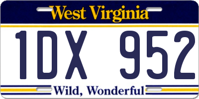WV license plate 1DX952