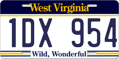 WV license plate 1DX954