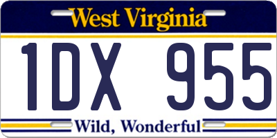 WV license plate 1DX955
