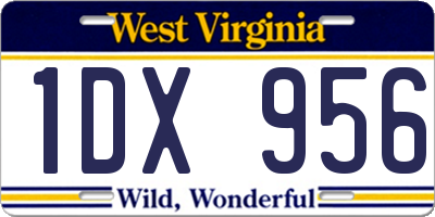 WV license plate 1DX956