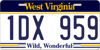 WV license plate 1DX959