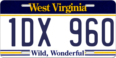 WV license plate 1DX960
