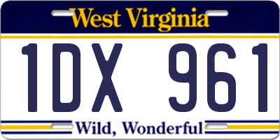 WV license plate 1DX961