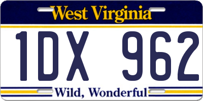 WV license plate 1DX962