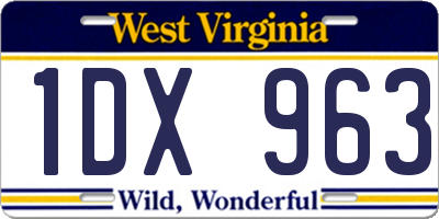 WV license plate 1DX963