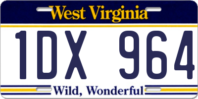 WV license plate 1DX964