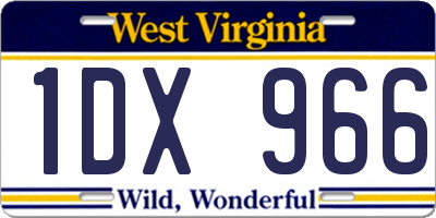 WV license plate 1DX966