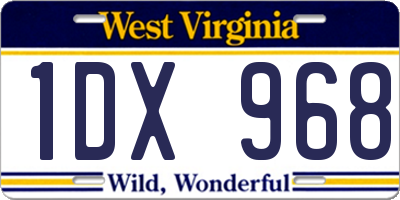 WV license plate 1DX968