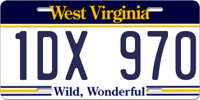 WV license plate 1DX970