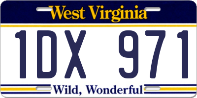 WV license plate 1DX971