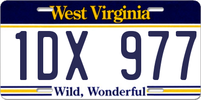 WV license plate 1DX977