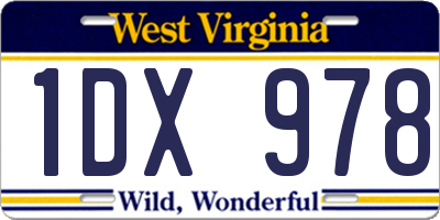 WV license plate 1DX978