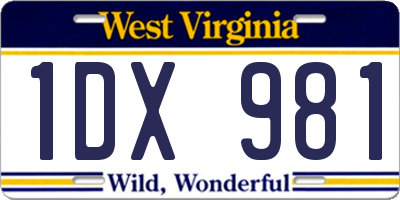 WV license plate 1DX981