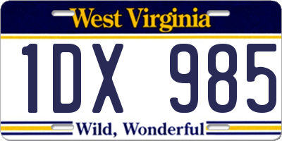 WV license plate 1DX985
