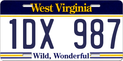 WV license plate 1DX987