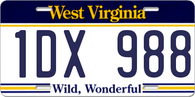 WV license plate 1DX988