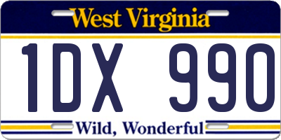 WV license plate 1DX990
