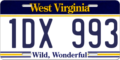 WV license plate 1DX993