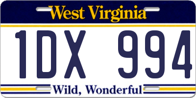 WV license plate 1DX994