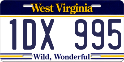 WV license plate 1DX995