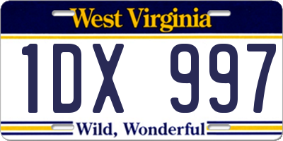WV license plate 1DX997