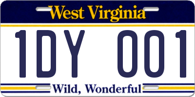 WV license plate 1DY001
