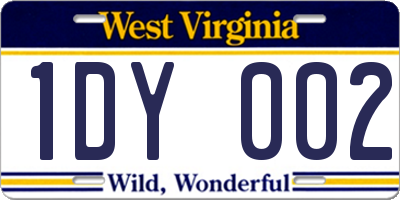 WV license plate 1DY002