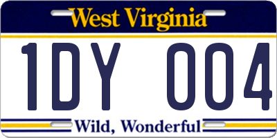 WV license plate 1DY004
