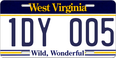 WV license plate 1DY005