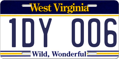 WV license plate 1DY006