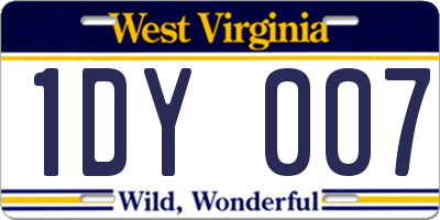 WV license plate 1DY007