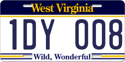 WV license plate 1DY008