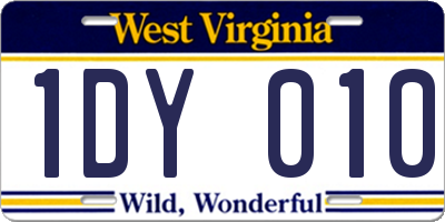 WV license plate 1DY010