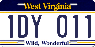 WV license plate 1DY011