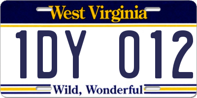 WV license plate 1DY012