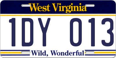 WV license plate 1DY013