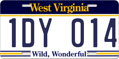 WV license plate 1DY014