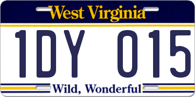 WV license plate 1DY015