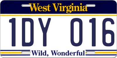 WV license plate 1DY016