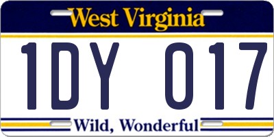 WV license plate 1DY017