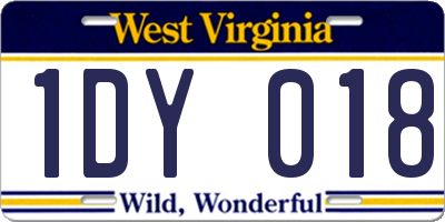 WV license plate 1DY018