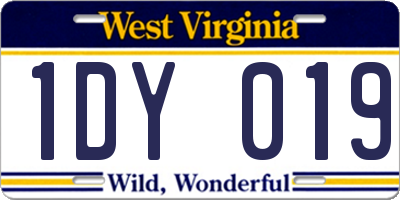 WV license plate 1DY019