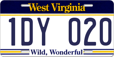 WV license plate 1DY020