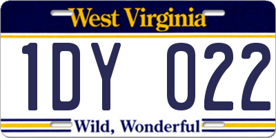 WV license plate 1DY022