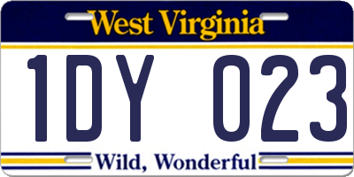 WV license plate 1DY023
