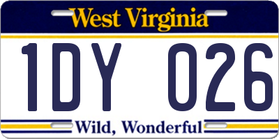 WV license plate 1DY026